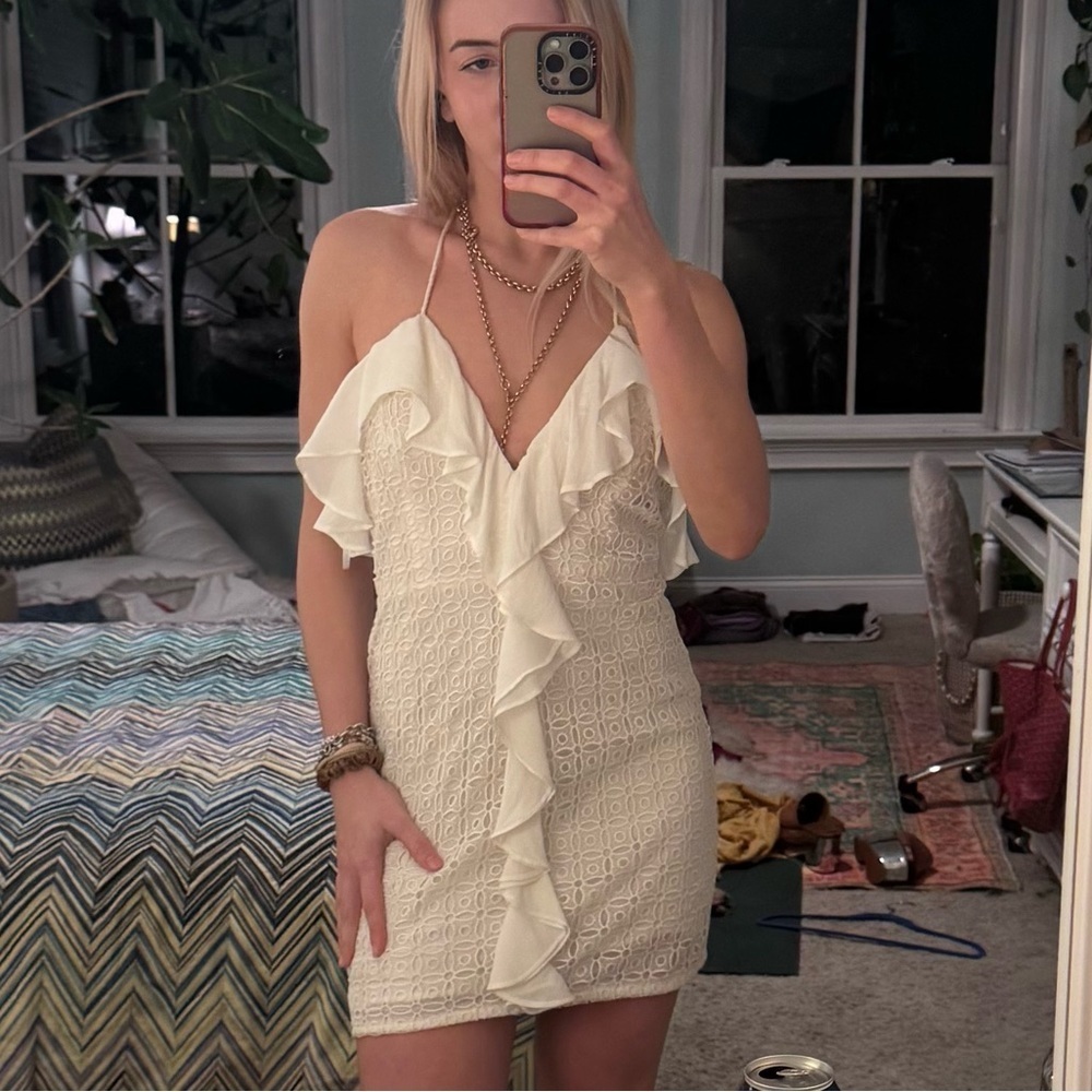The Jetset Diaries Cream Ruffle Mini Dress - Picture 3 of 8